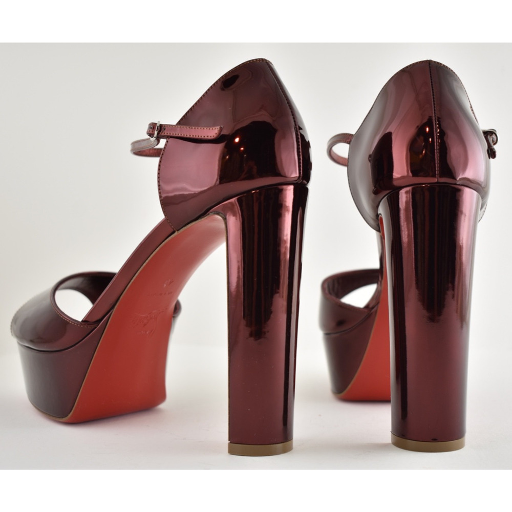 Christian Louboutin Sandaloo 130 Palio Red Platform Block Heel Sandal Pump 40 - Picture 15 of 16